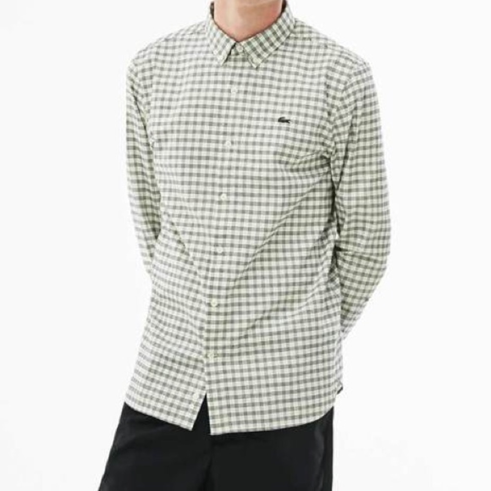 Lacoste white/green/purple slim fit shirt